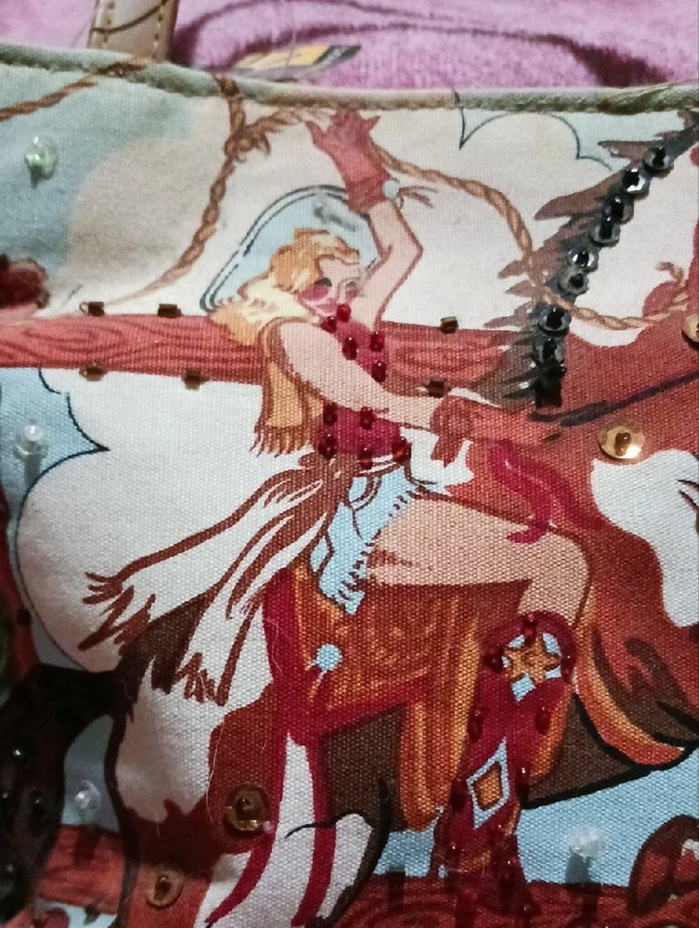 Western Horse and Cowgirl Print Small Bag  NWT